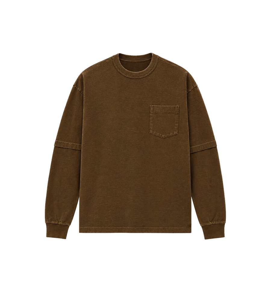 Denim x Katoen Jersey Longsleeve Bruin