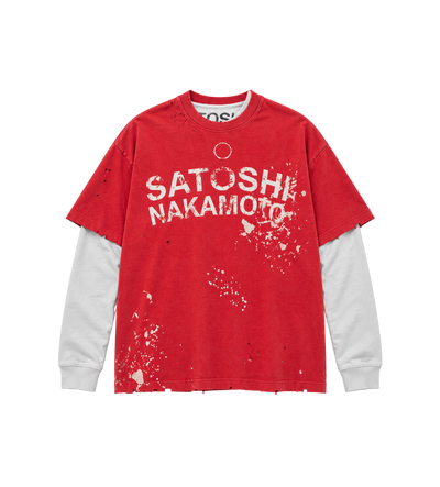 Bleached Luke Thermal Tee Red