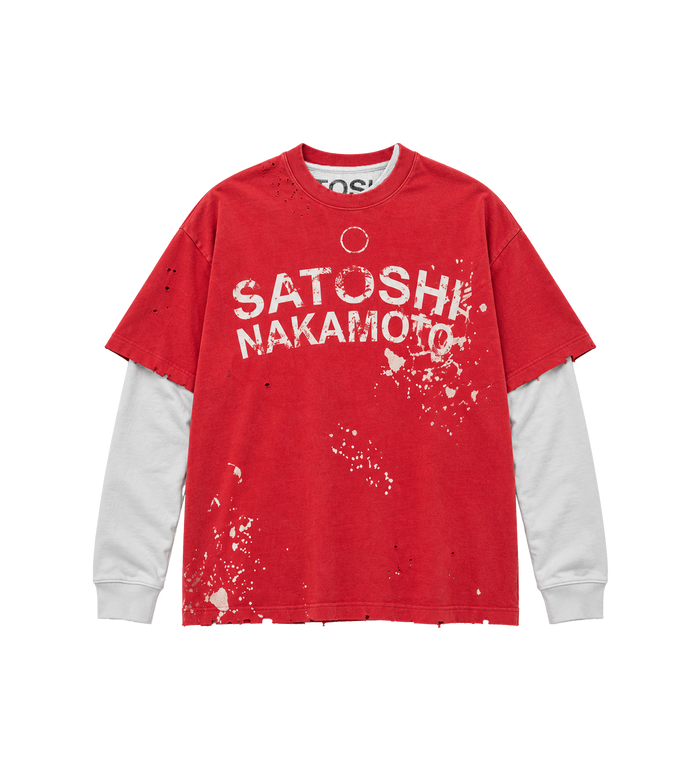 Bleached Luke Thermal Tee Red