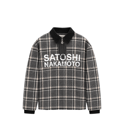 Half Zip Logo Flannel Black