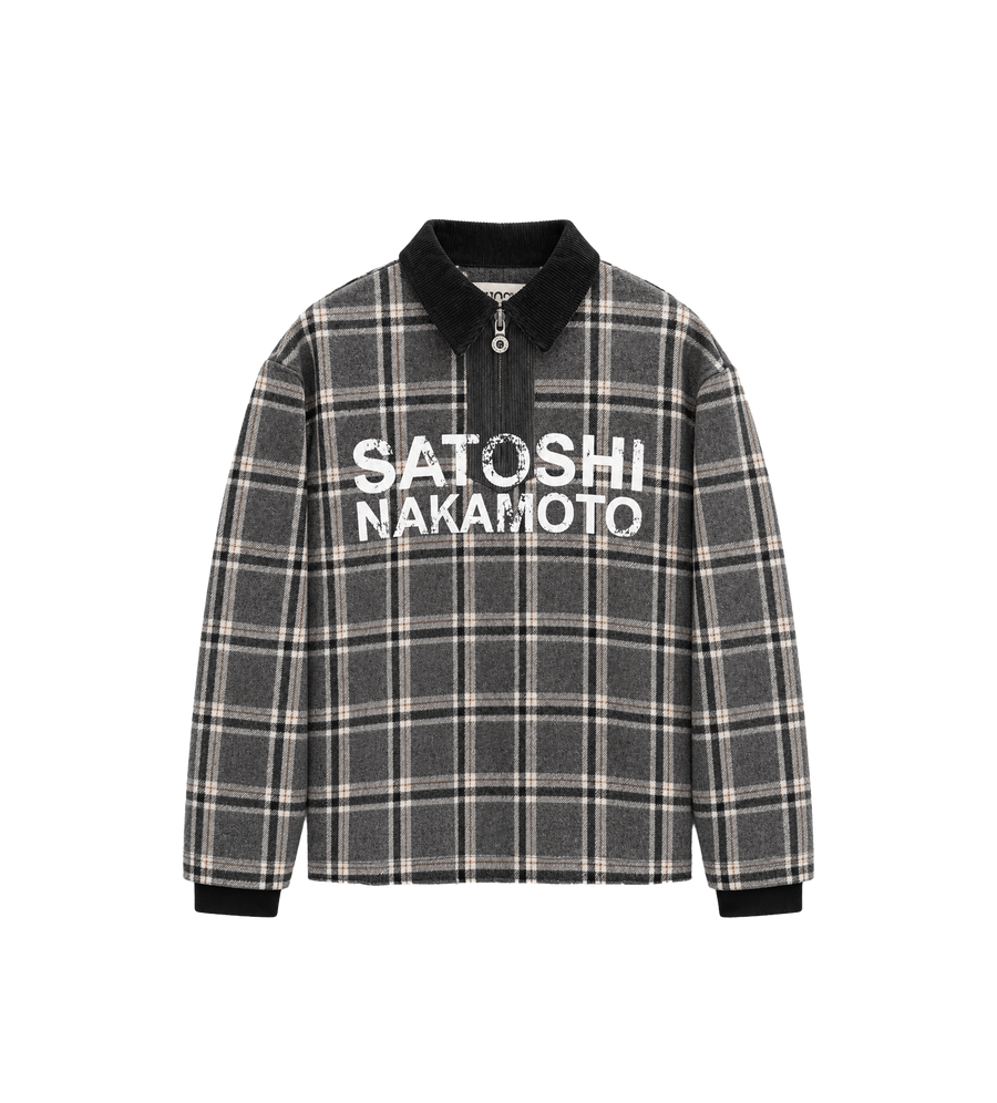 Half Zip Logo Flannel Black