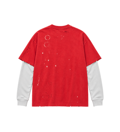 Bleached Luke Thermal Tee Red
