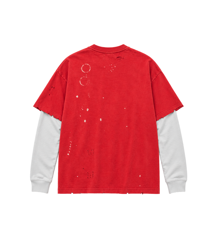Bleached Luke Thermal Tee Red
