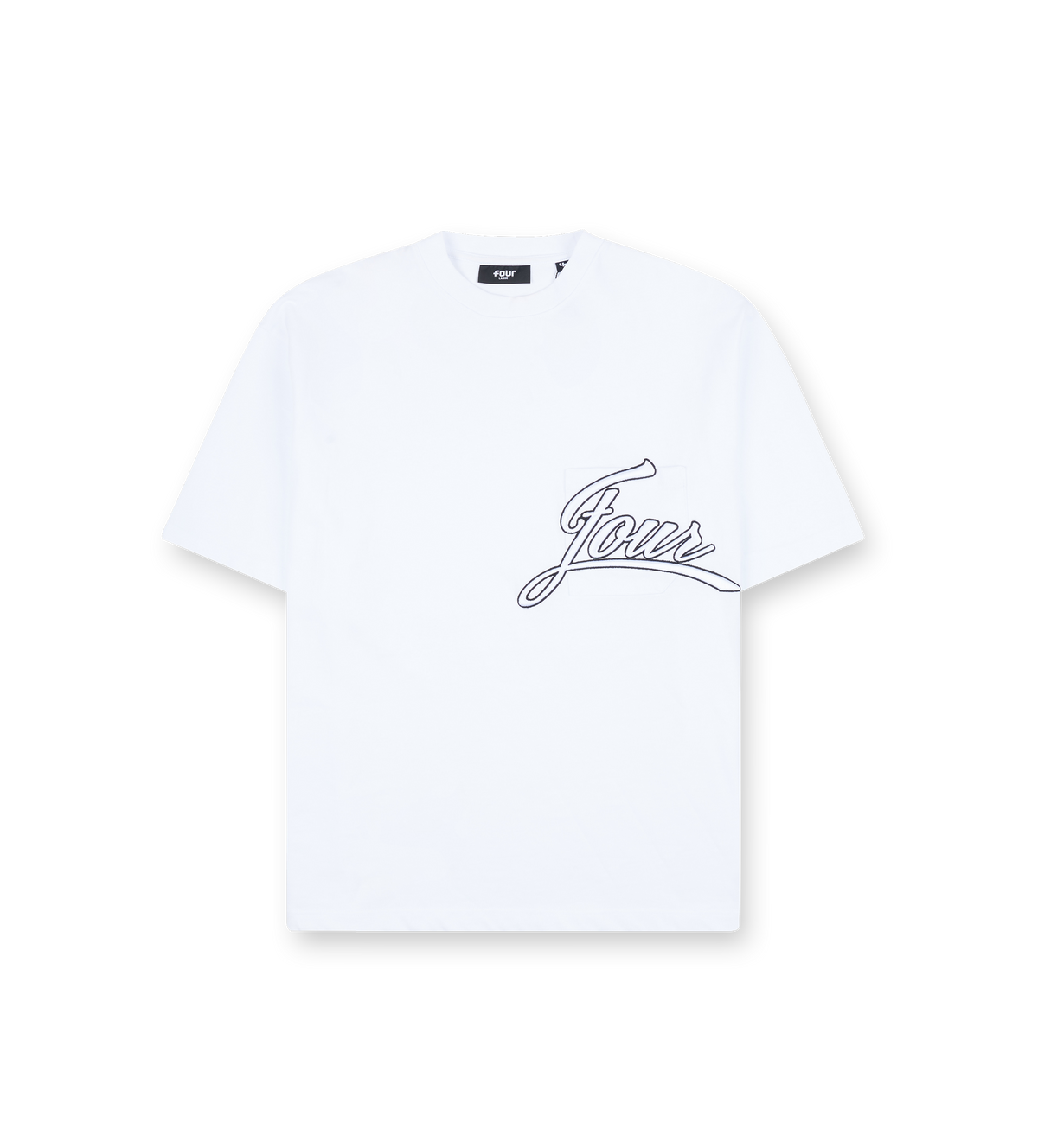 Script Boxy Pocket T-Shirt White