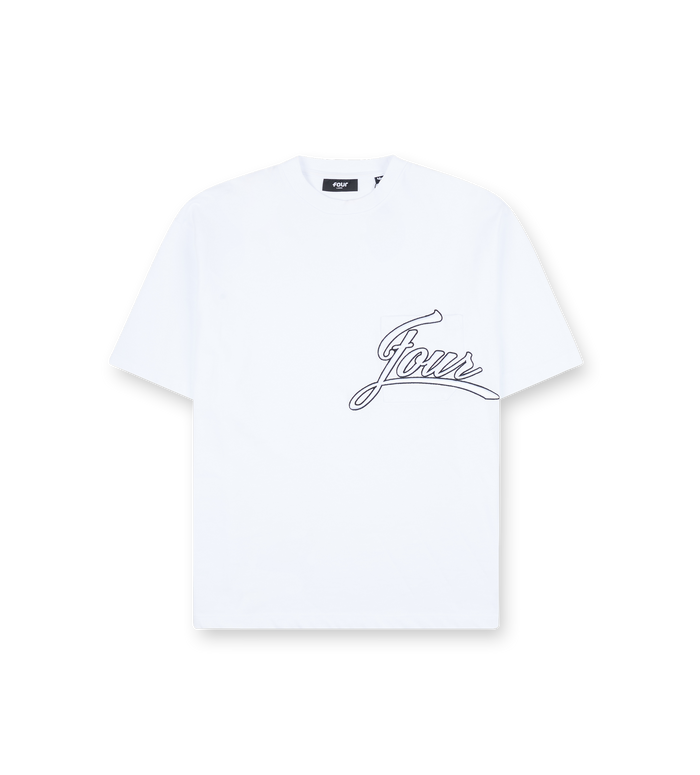 Script Boxy Pocket T-Shirt White