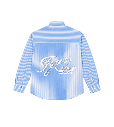After 4PM Script Woven Shirt Striped Blue