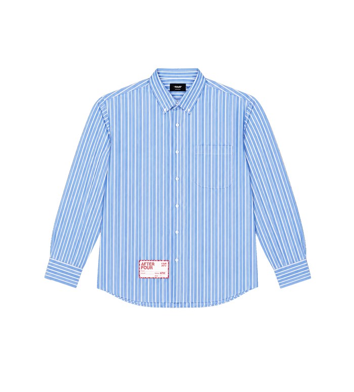 After 4PM Script Woven Shirt Striped Blue