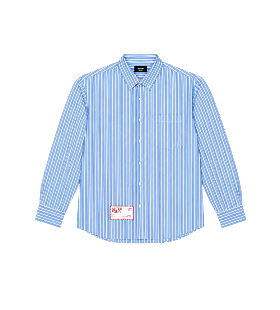 After 4PM Script Woven Shirt Striped Blue