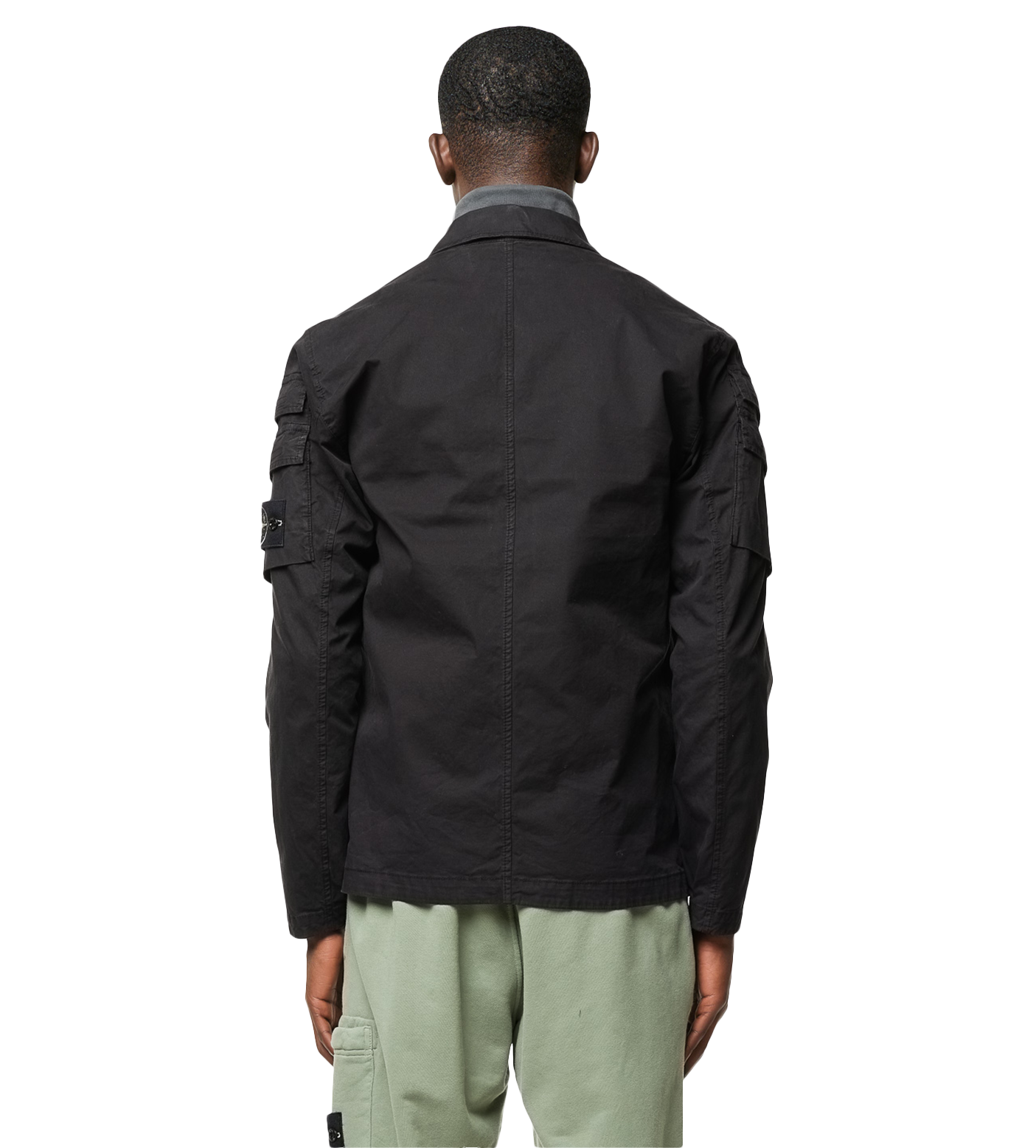 Compass-patch Zip-up Shirt Jacket Black