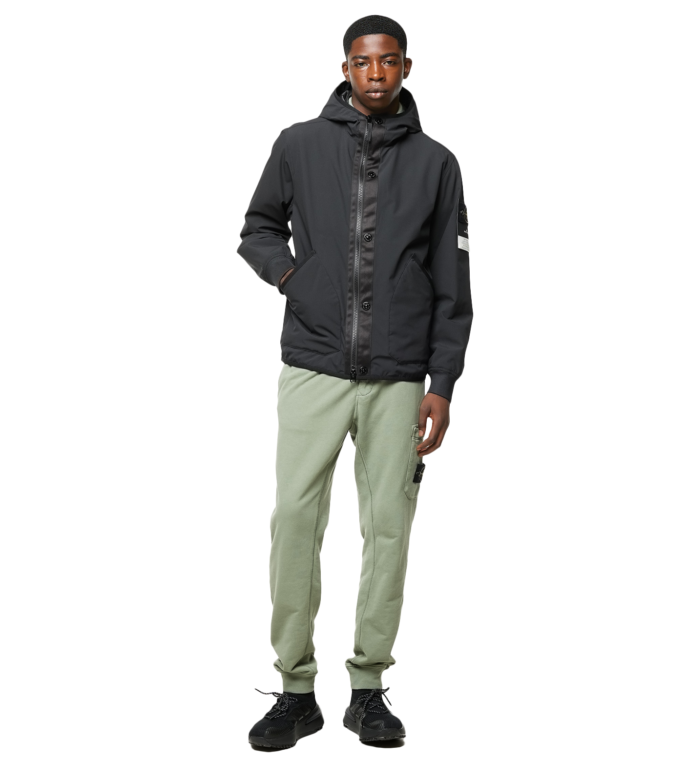 Compass-patch Hooded Jacket Black