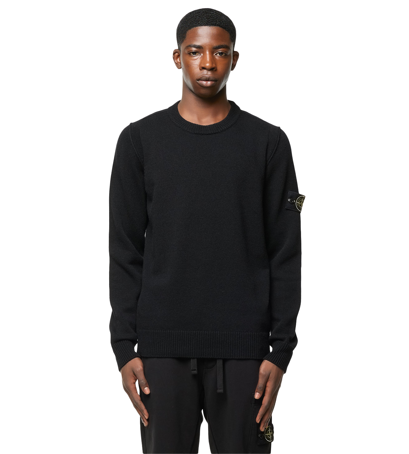Compass-patch Crew-neck Jumper Black