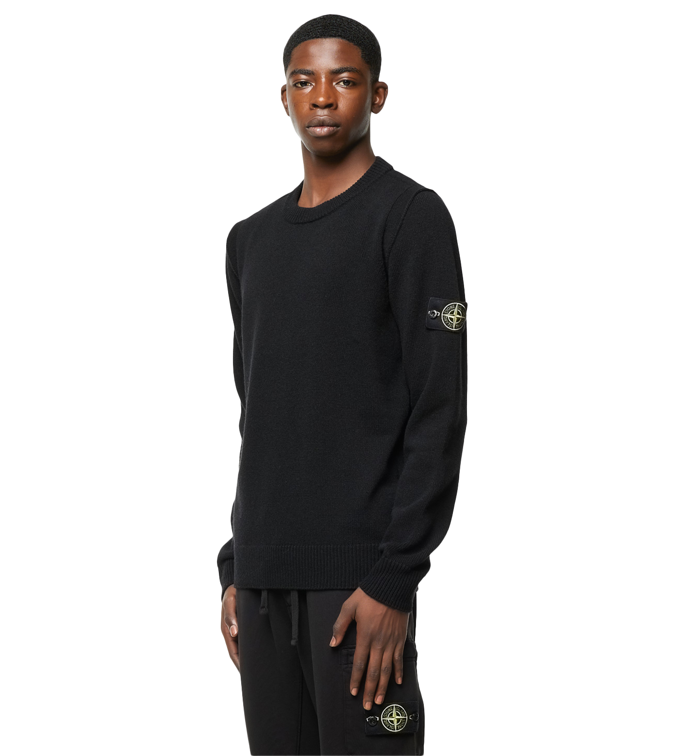 Compass-patch Crew-neck Jumper Black