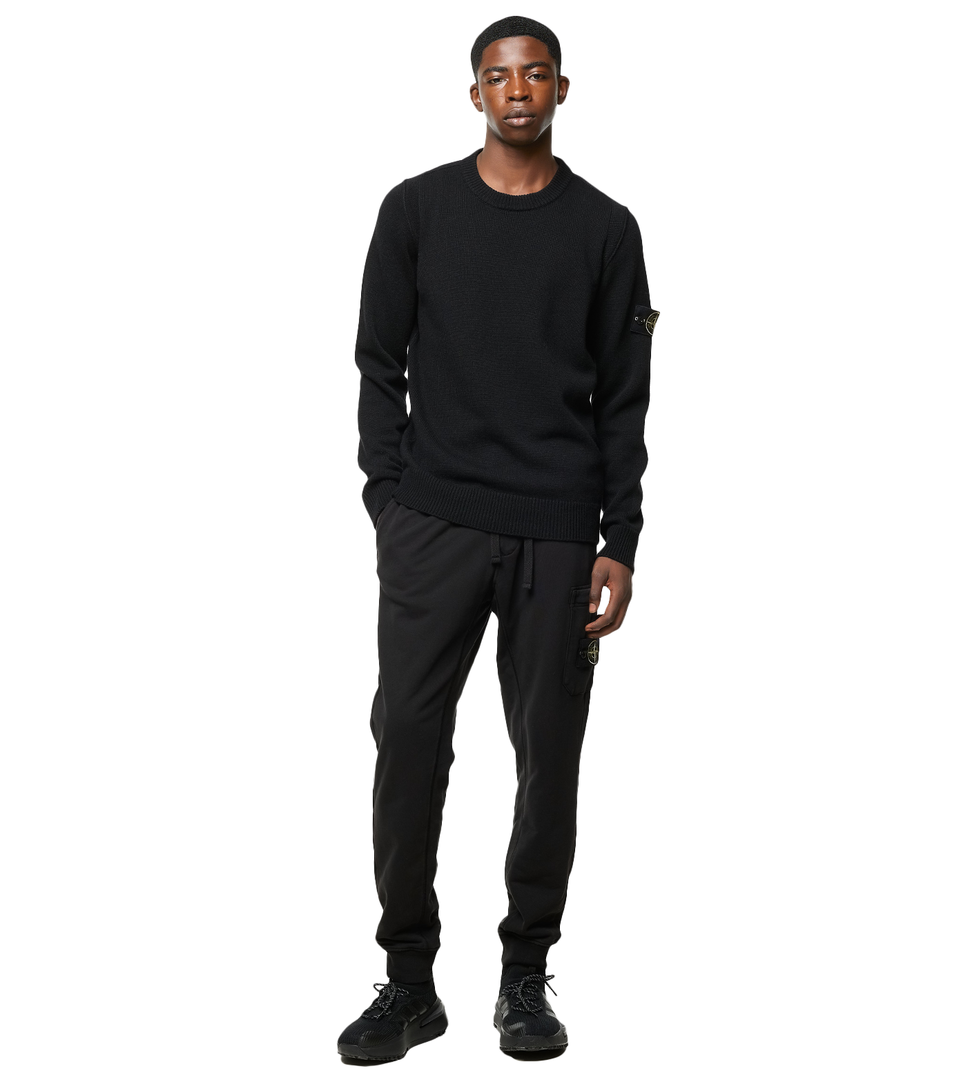 Compass-patch Crew-neck Jumper Black