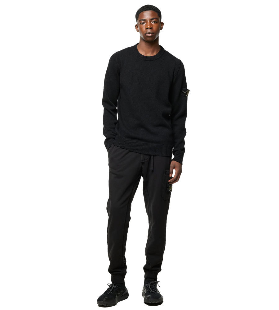 Compass-patch Crew-neck Jumper Black