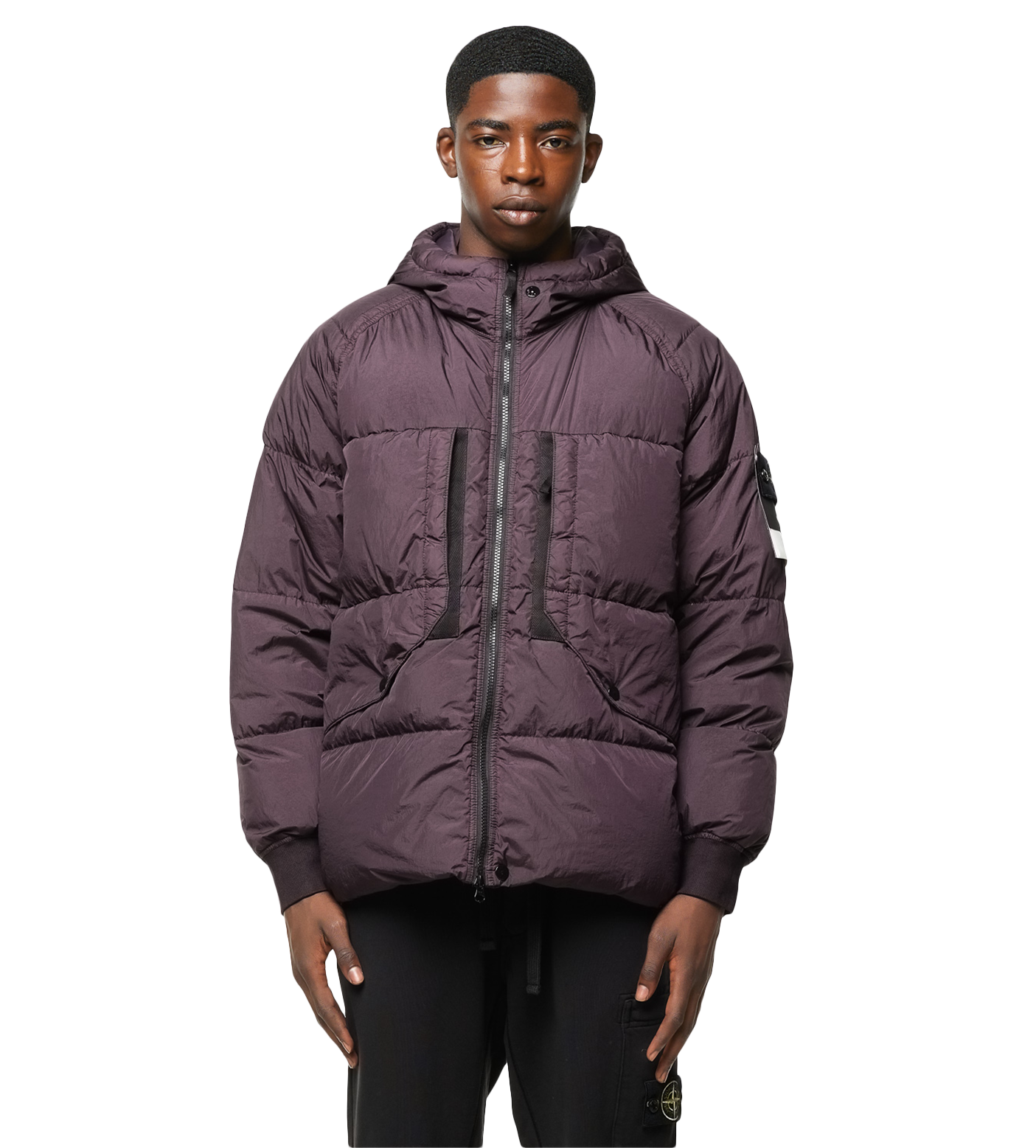 Compass-patch Padded Jacket Purple