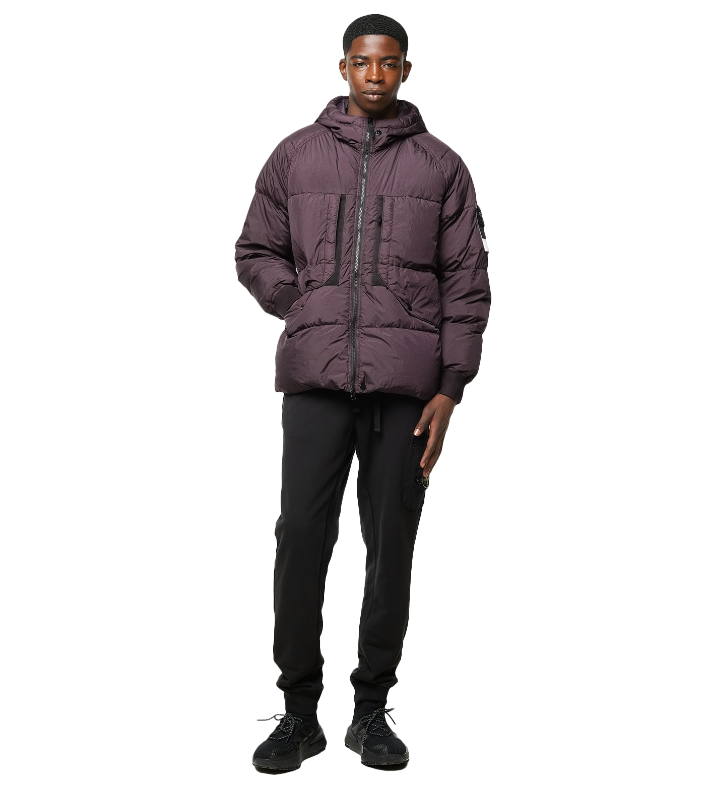 Compass-patch Padded Jacket Purple