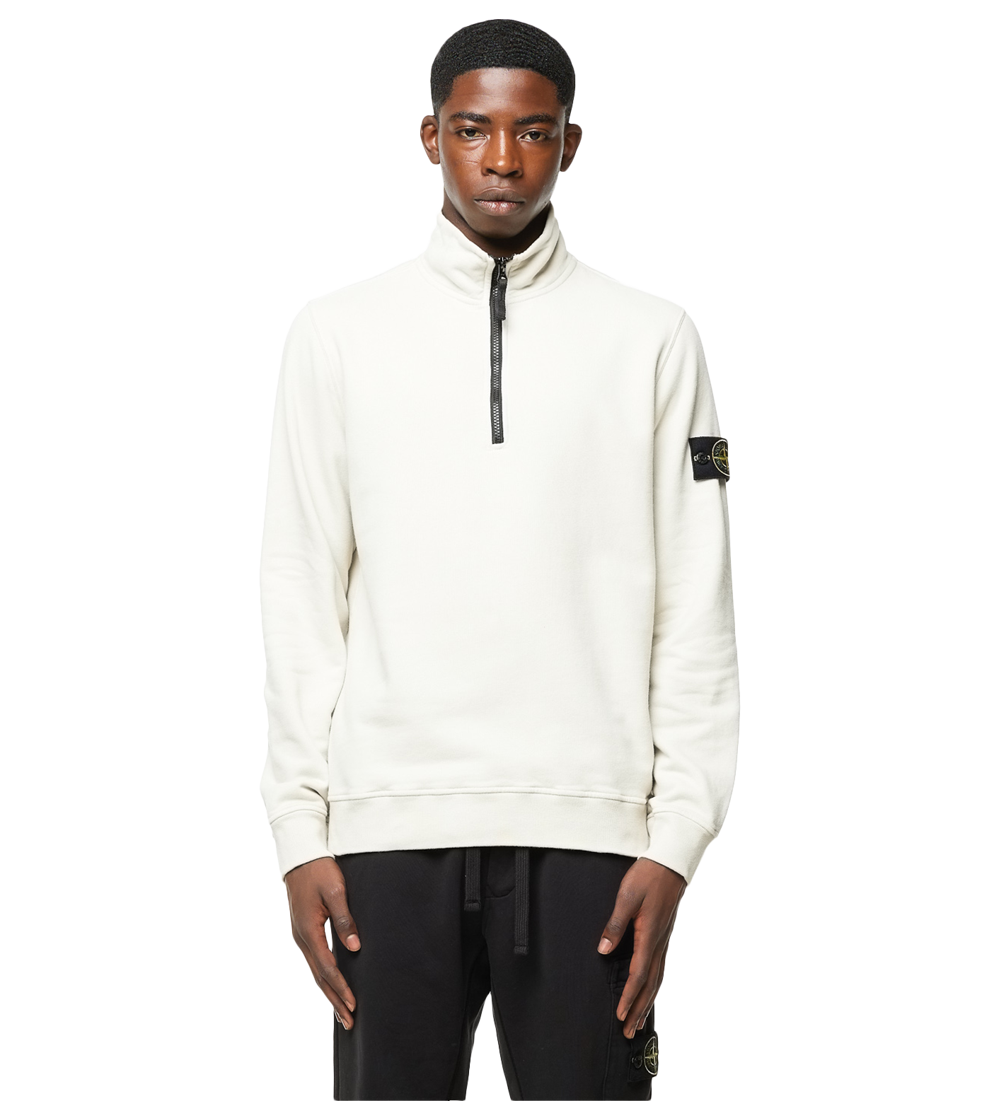 Compass-motif Half-zip Sweatshirt Beige