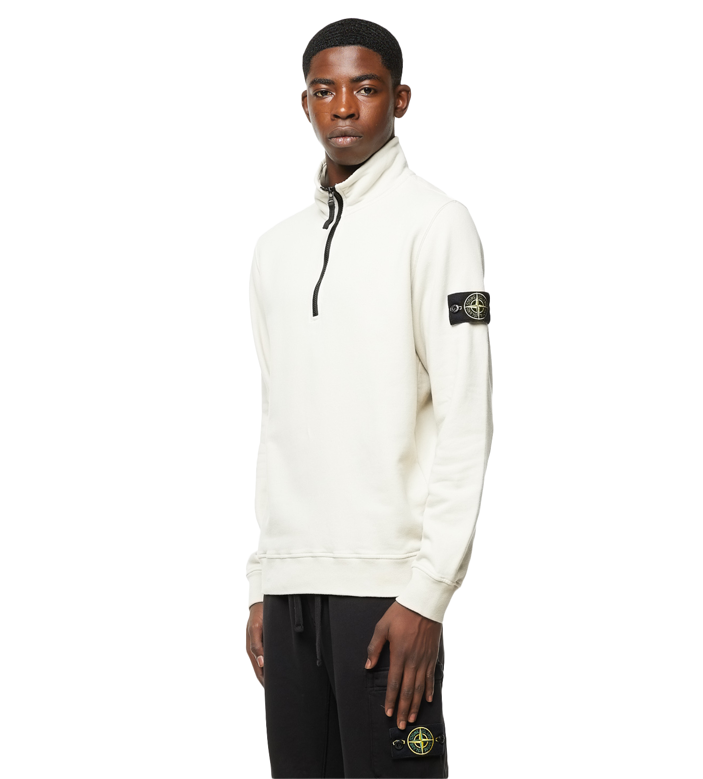Compass-motif Half-zip Sweatshirt Beige