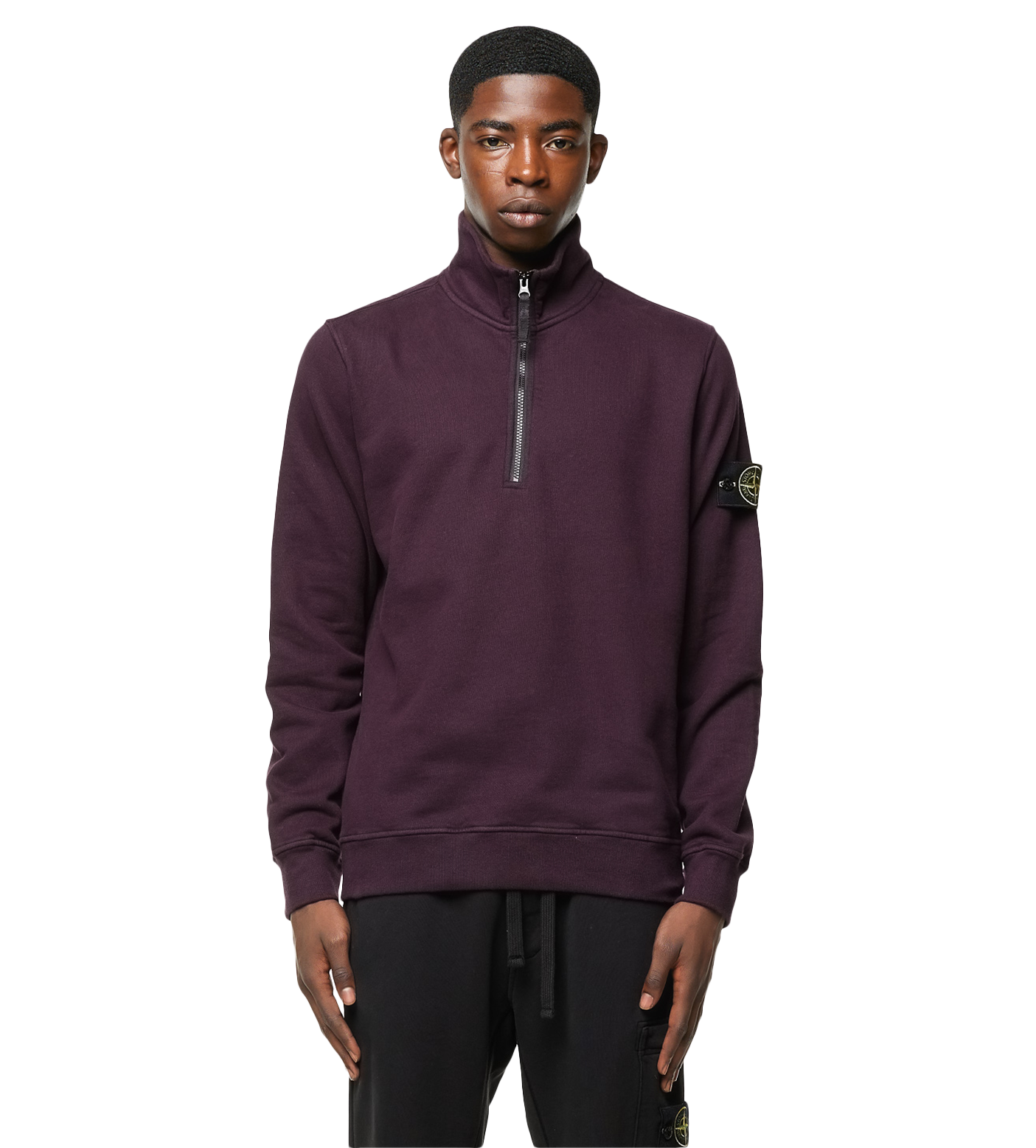 Compass-motif Half-zip Sweatshirt Purple