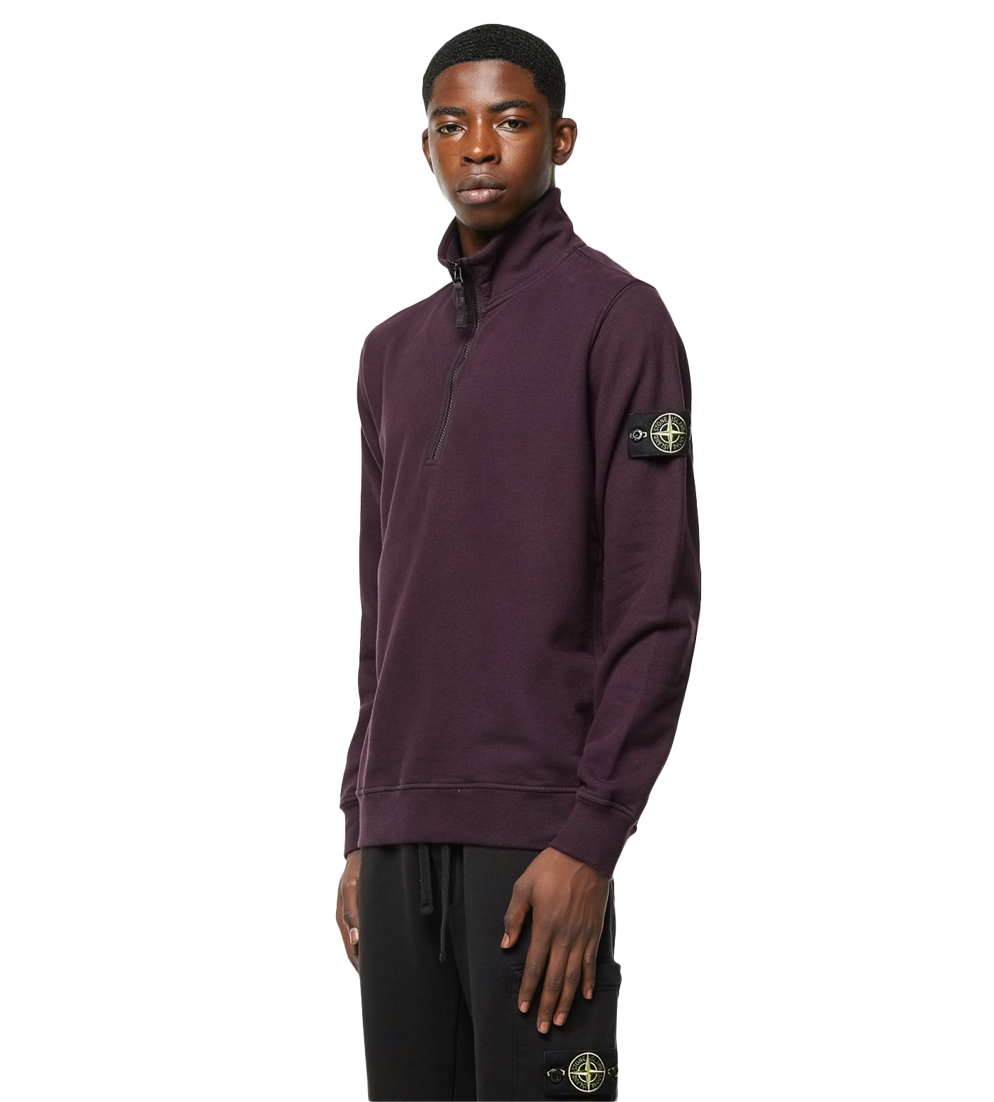 Compass-motif Half-zip Sweatshirt Purple
