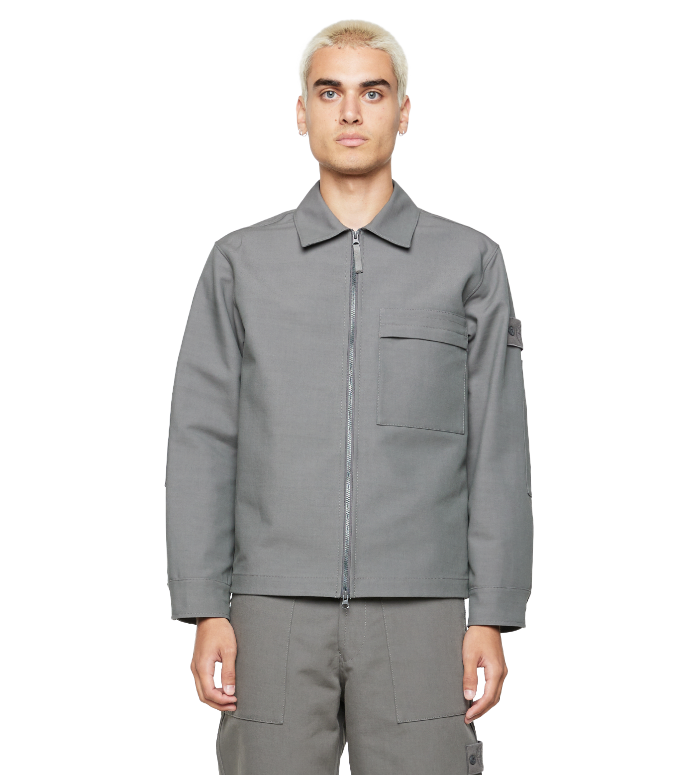 Compass-patch Shirt Jacket Grey