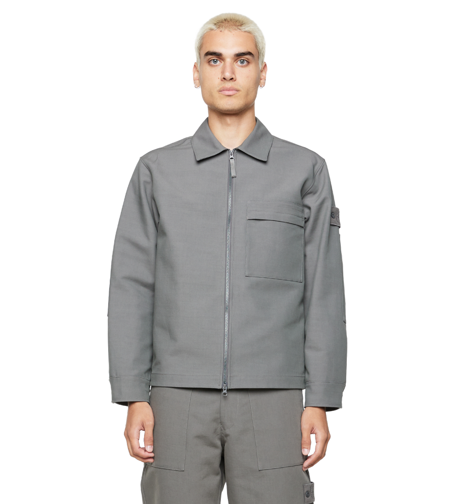 Compass-patch Shirt Jacket Grey