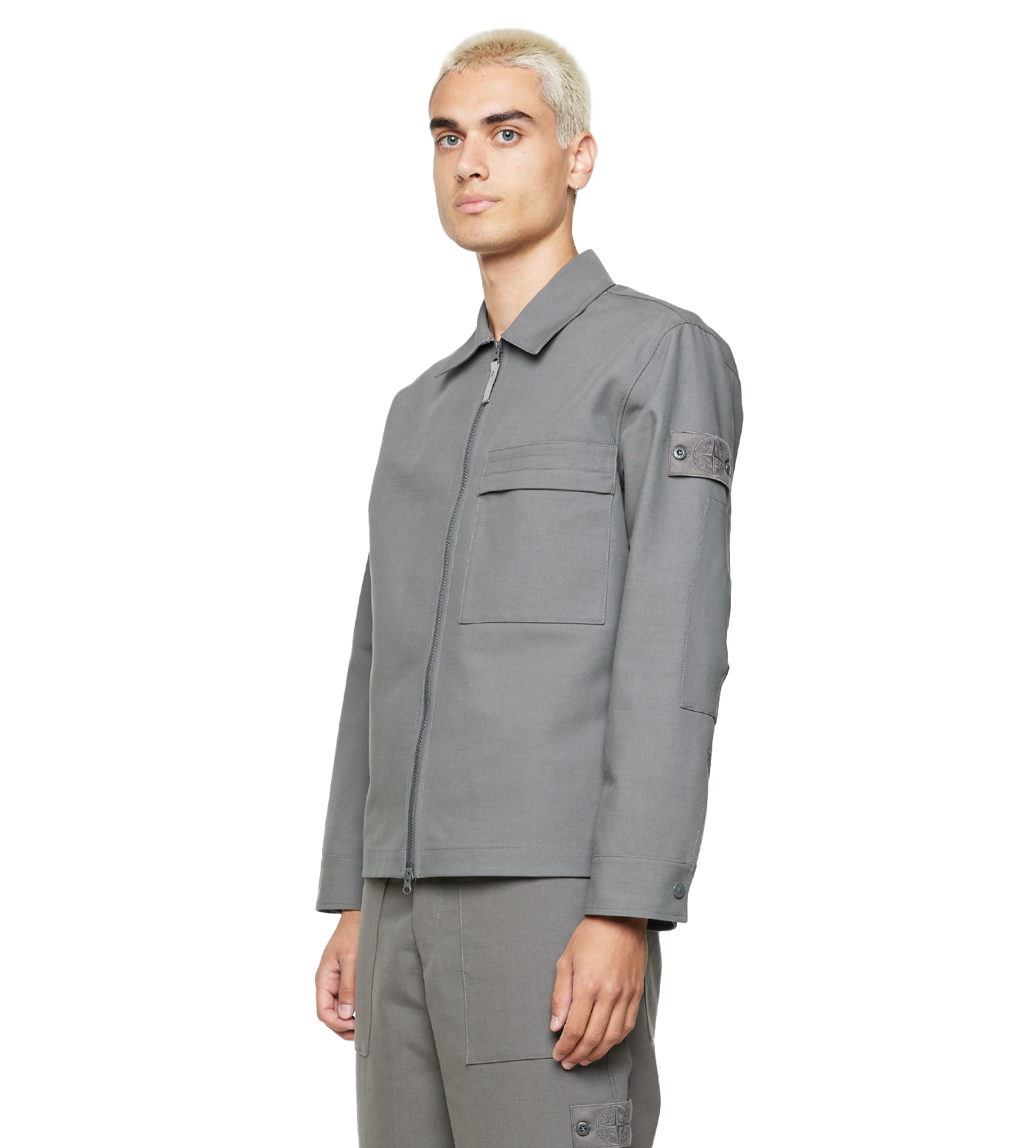 Compass-patch Shirt Jacket Grey