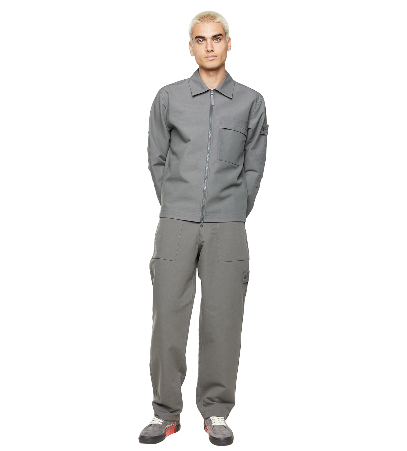 Compass-patch Straight-cut Pants Dark Grey