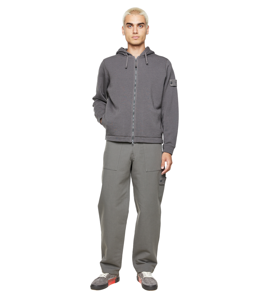 Compass-patch Zip-up Hoodie Dark Grey
