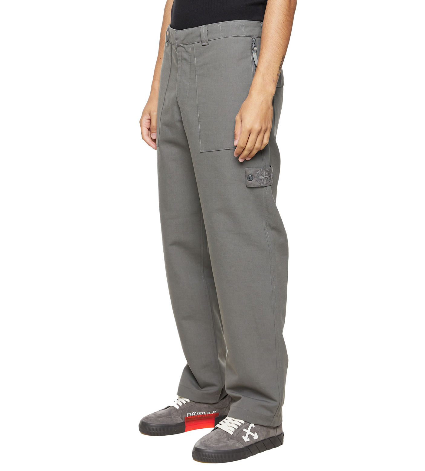 Compass-patch Straight-cut Pants Dark Grey