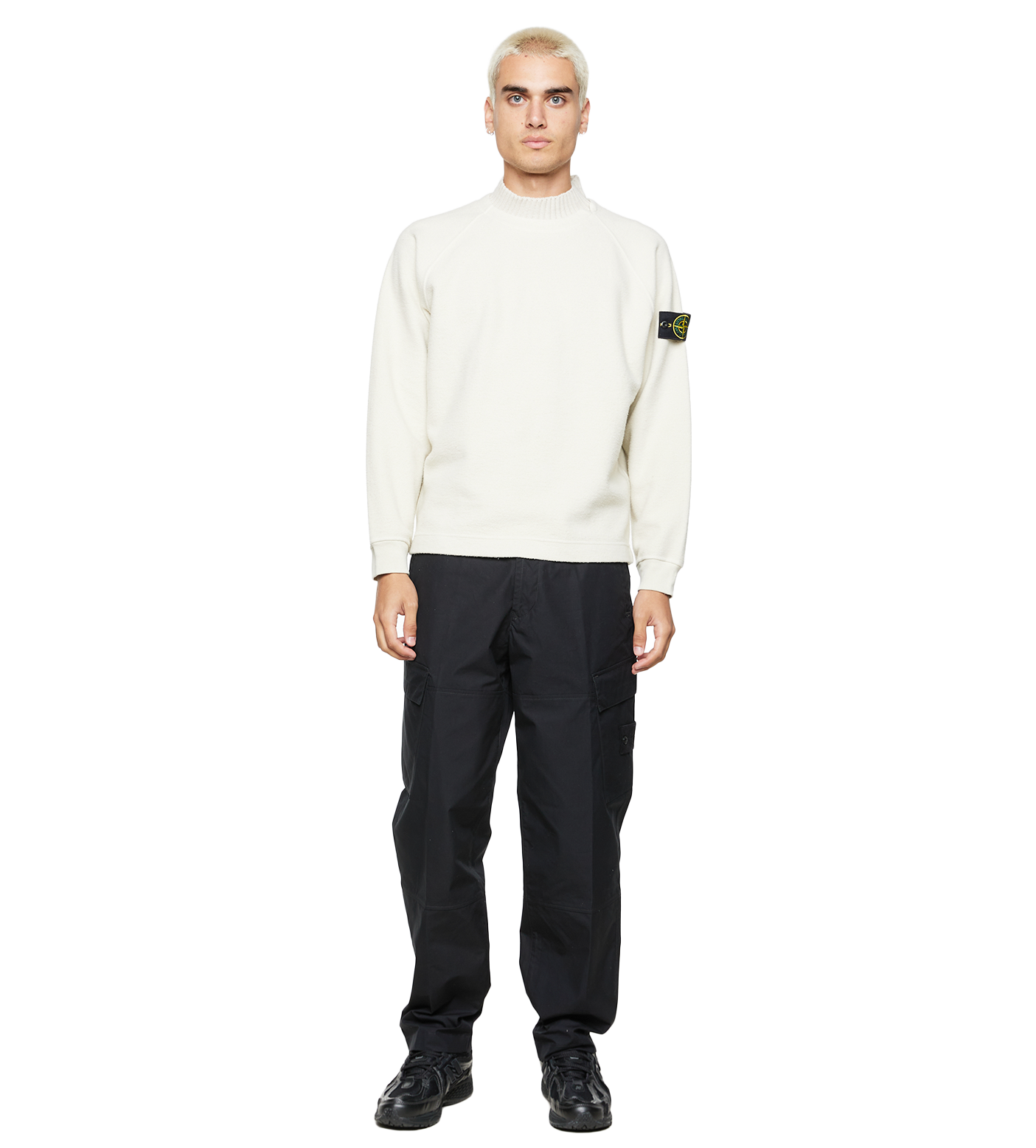 Compass-motif Crew-neck Sweatshirt Beige