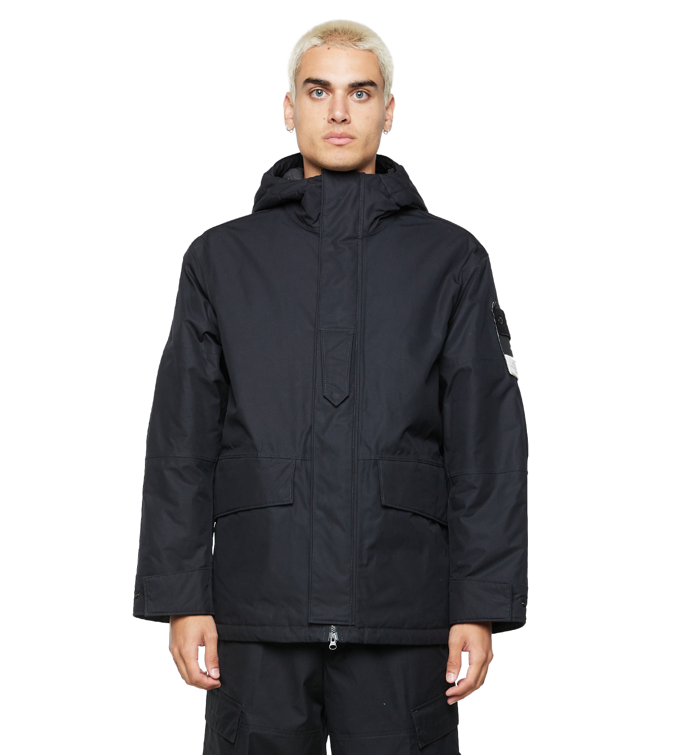Garment-dyed Cotton Hooded Jacket Black