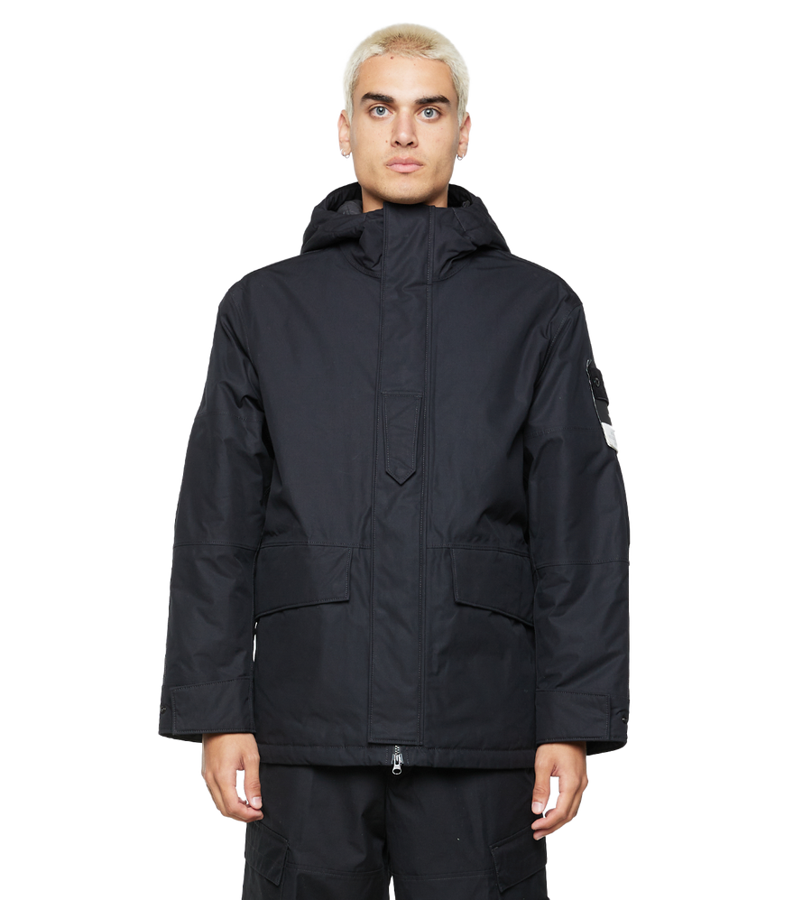 Garment-dyed Cotton Hooded Jacket Black