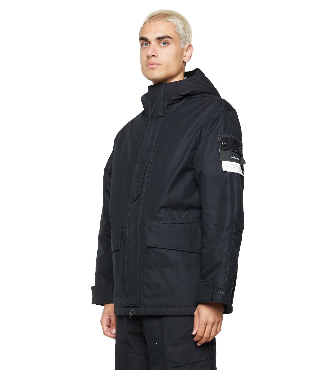 Garment-dyed Cotton Hooded Jacket Black