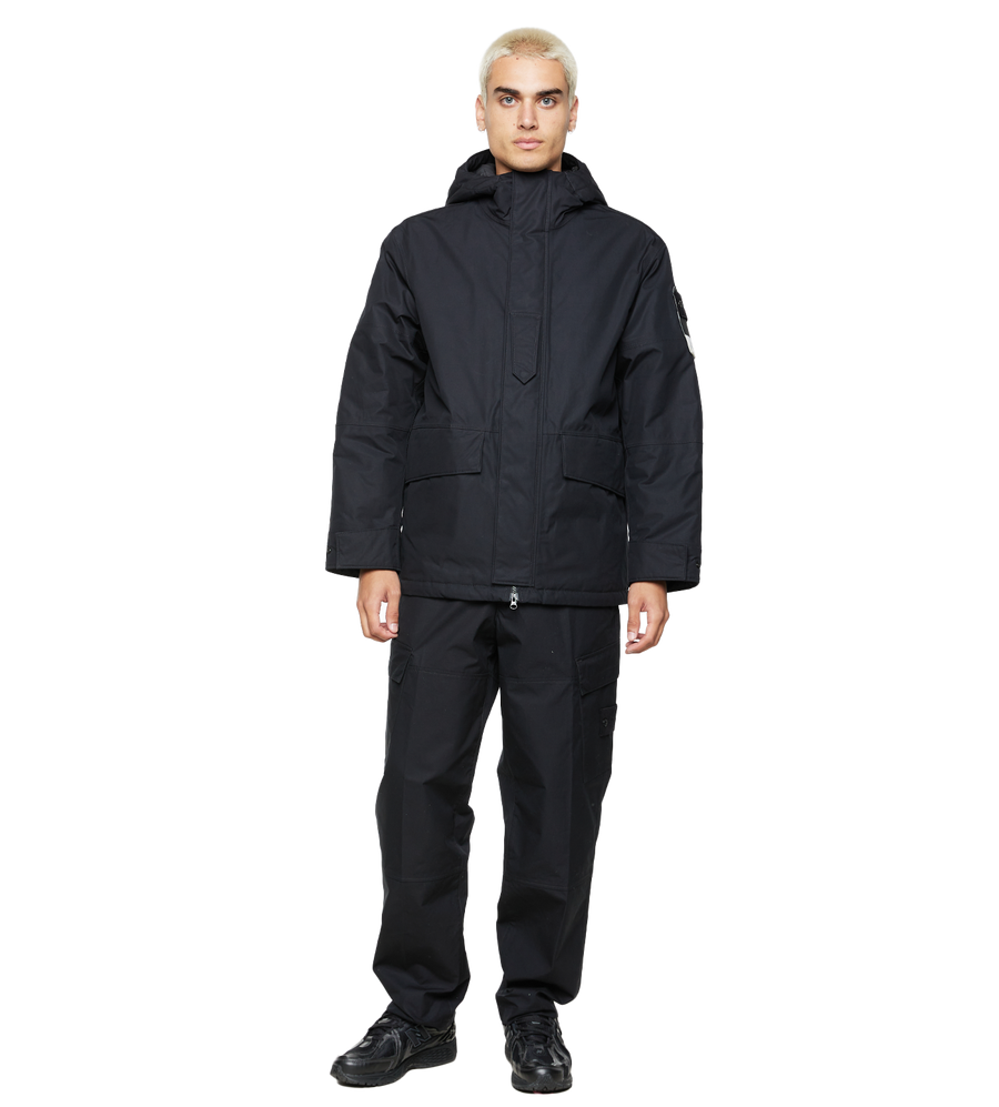 Garment-dyed Cotton Hooded Jacket Black