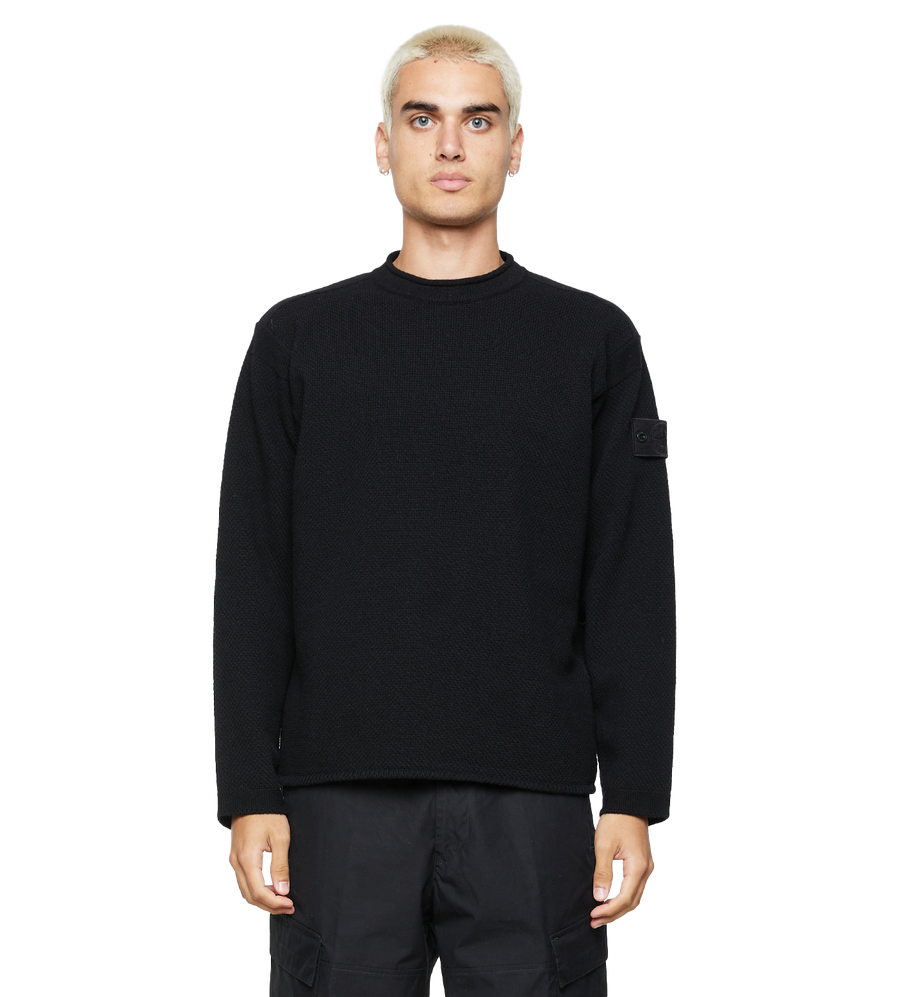 Compass-badge Virgin Wool Black Jumper Black