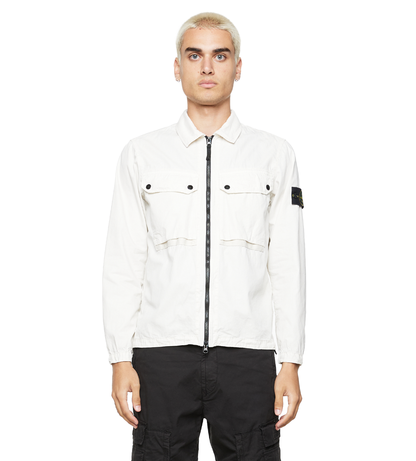 Compass-patch Cotton Shirt Jacket Stone