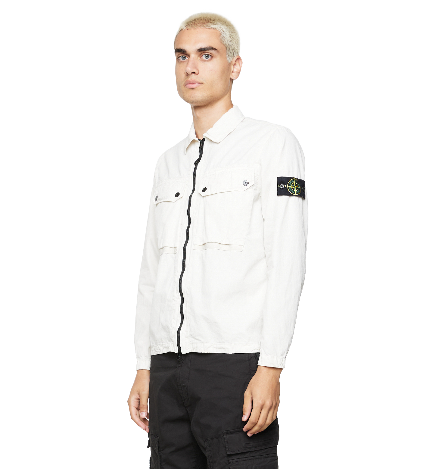 Compass-patch Cotton Shirt Jacket Stone