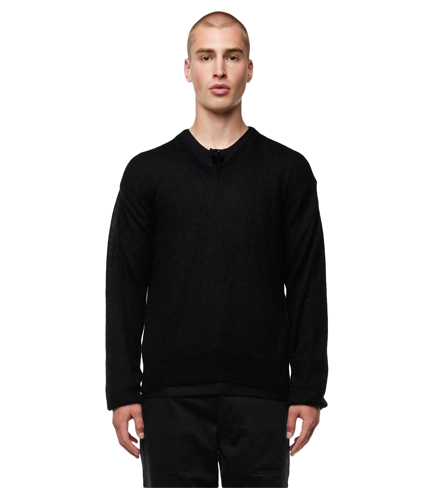 V-neck Knitted Jumper Black