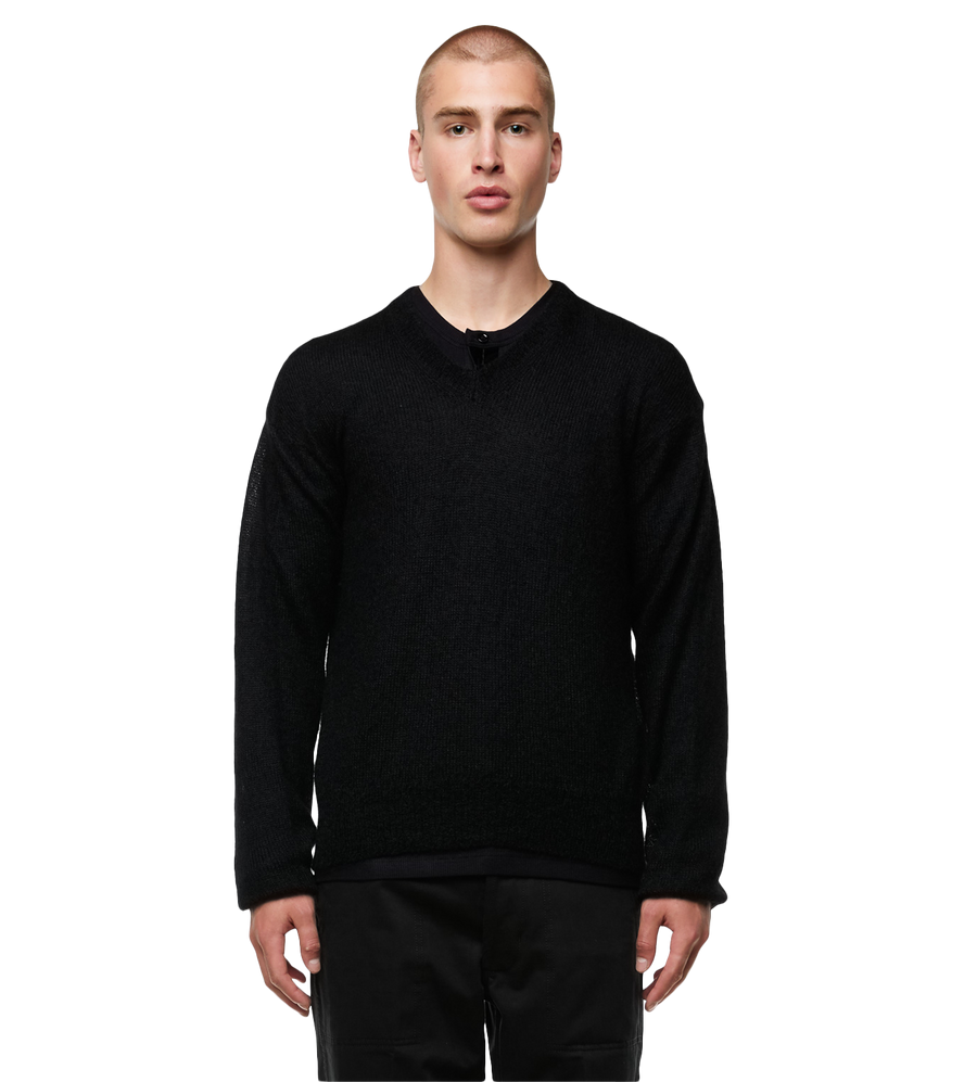 V-neck Knitted Jumper Black