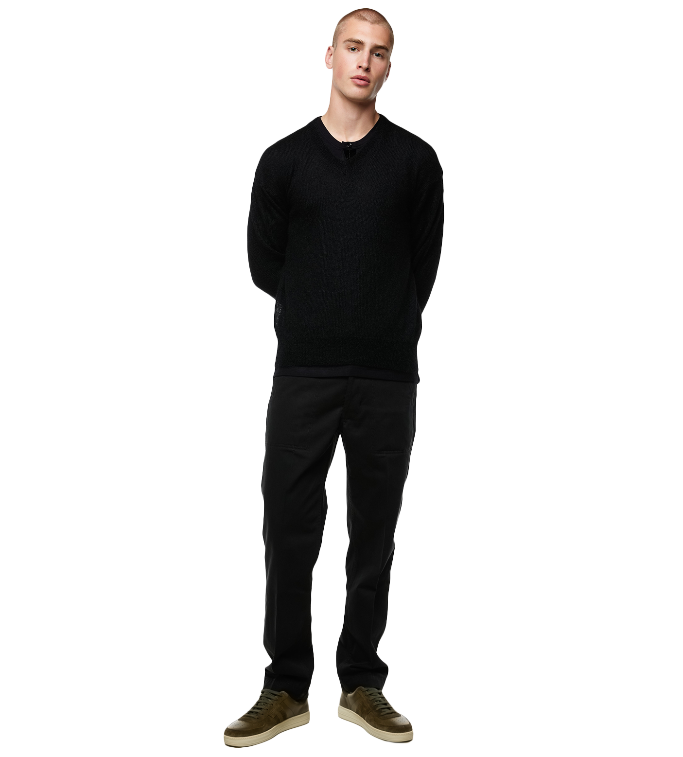 V-neck Knitted Jumper Black