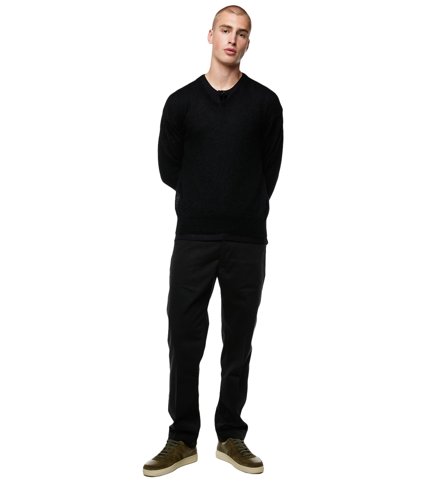 V-neck Knitted Jumper Black