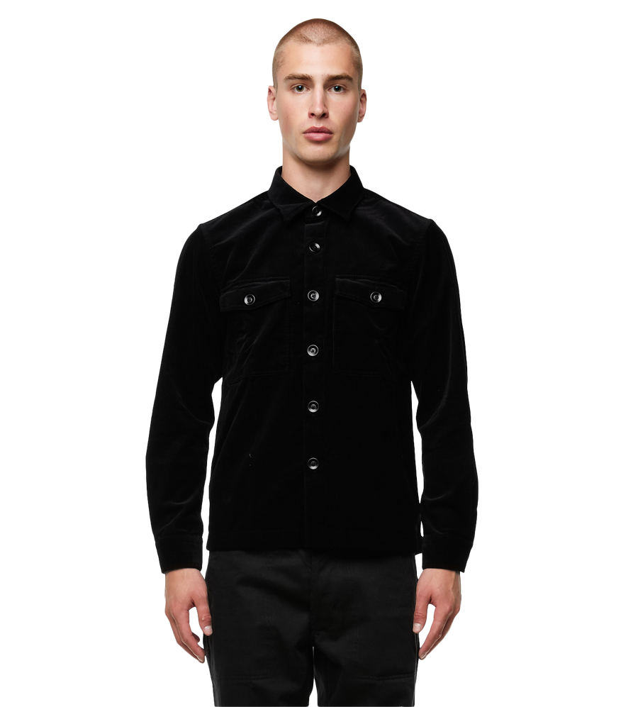 Button-up Corduroy Shirt Jacket Black