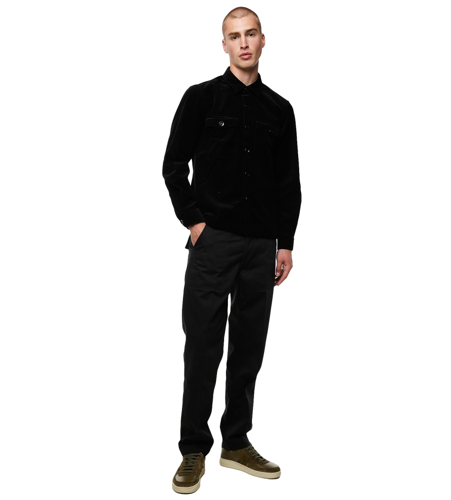Button-up Corduroy Shirt Jacket Black
