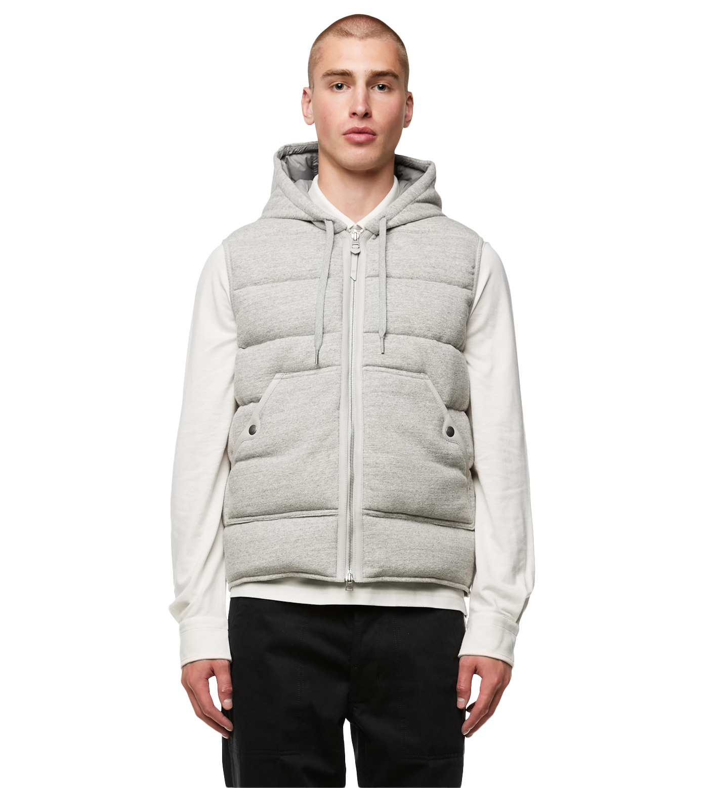 Mélange-effect Cotton Gilet Light Grey
