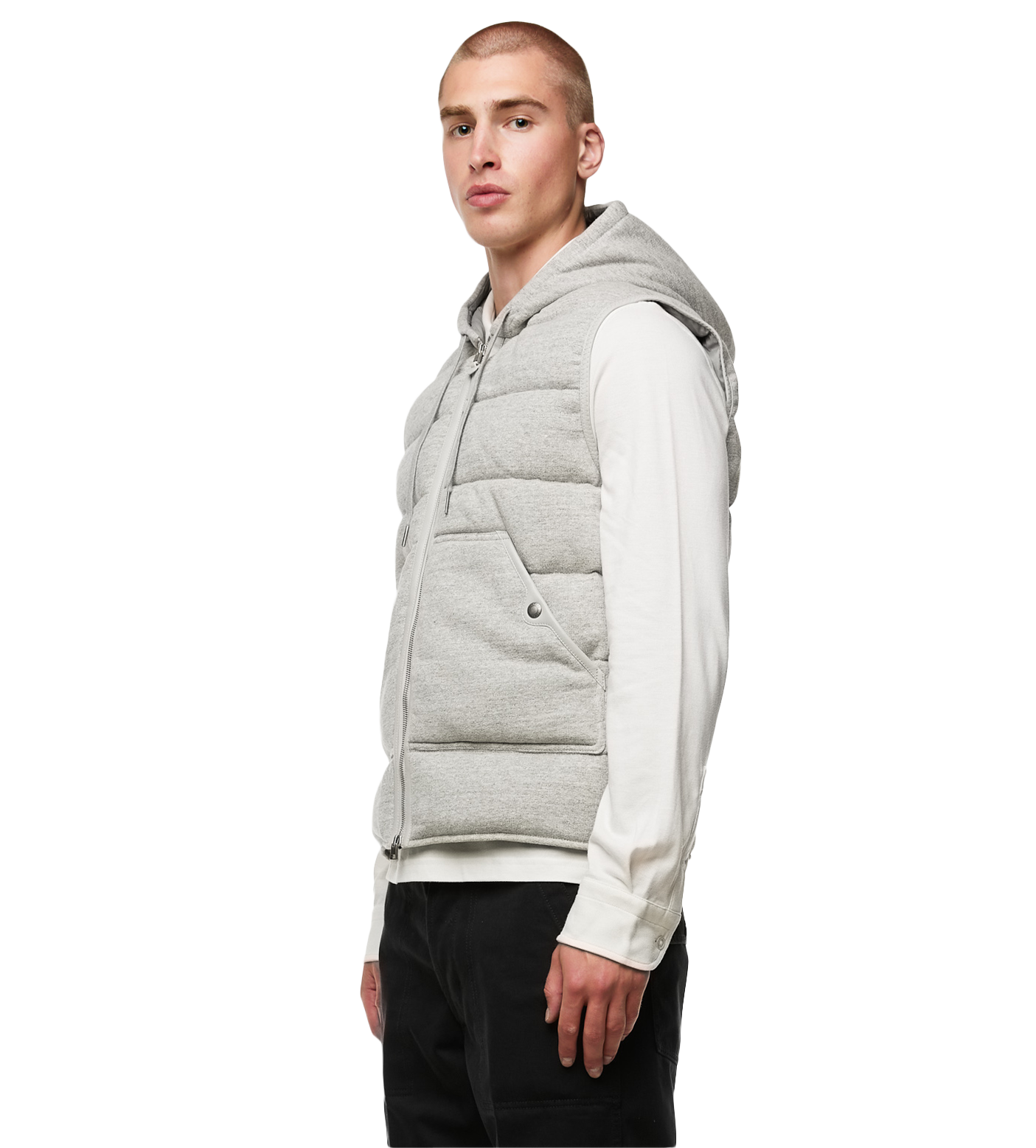 Mélange-effect Cotton Gilet Light Grey