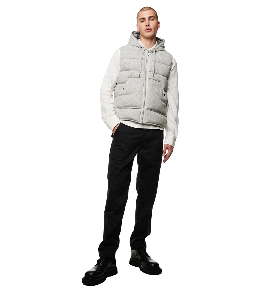 Mélange-effect Cotton Gilet Light Grey
