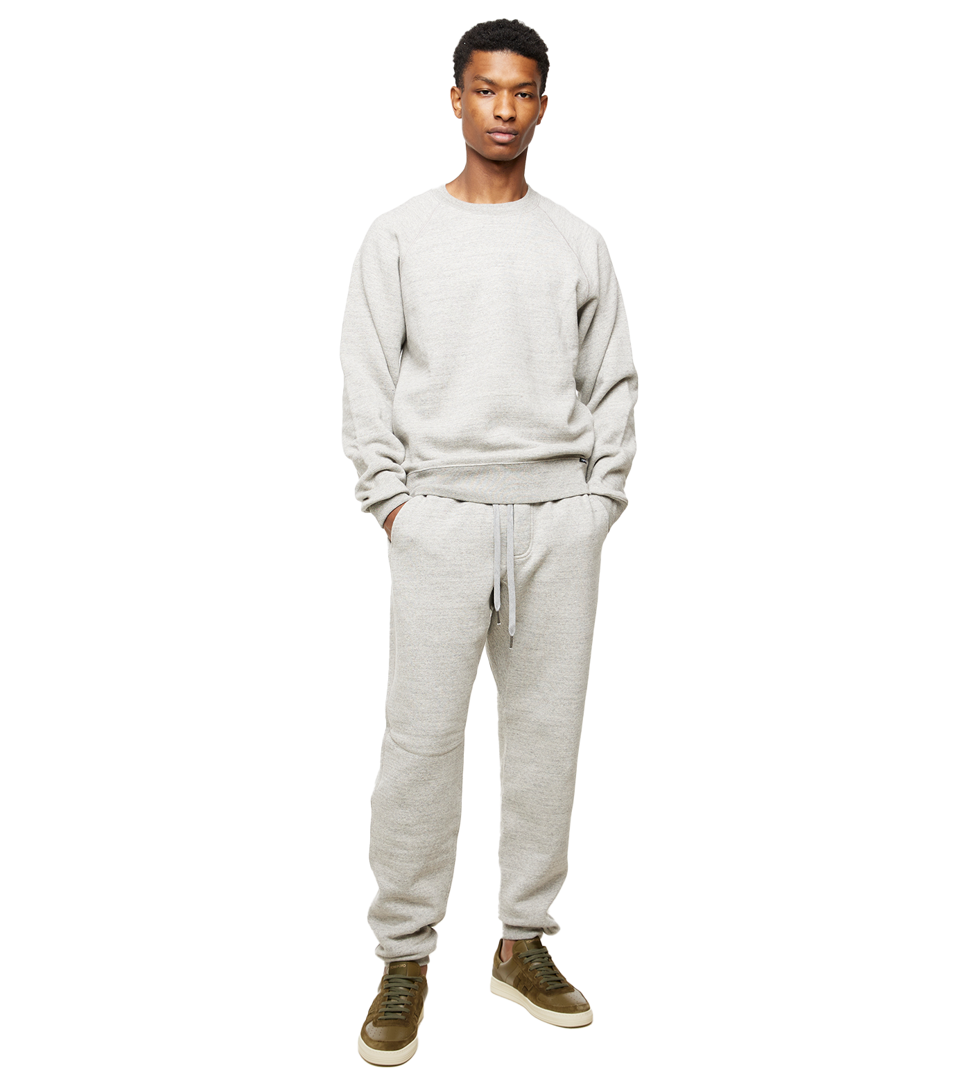Slim-fit Cotton Track Pants Light Grey
