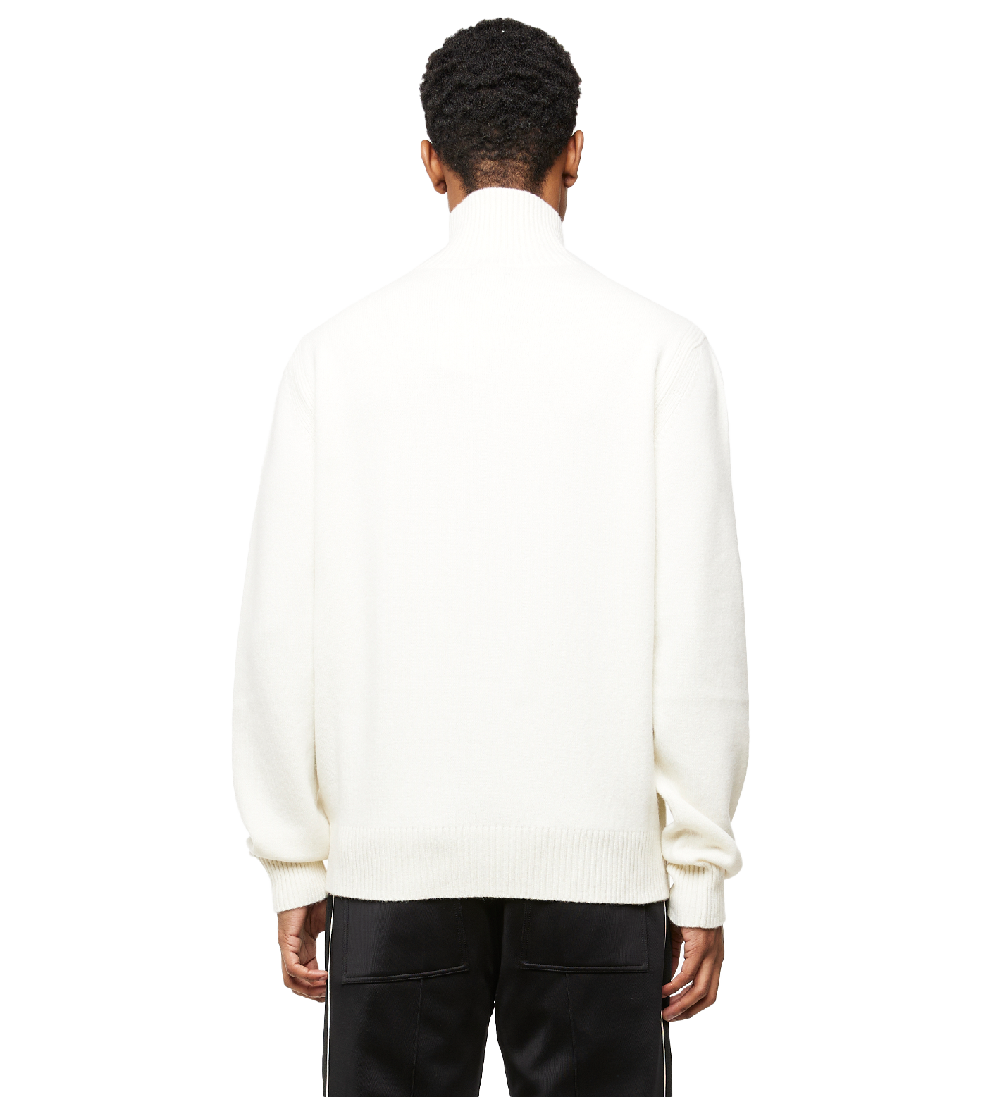 Cashmere Blend Knitted Half-zip Ivory