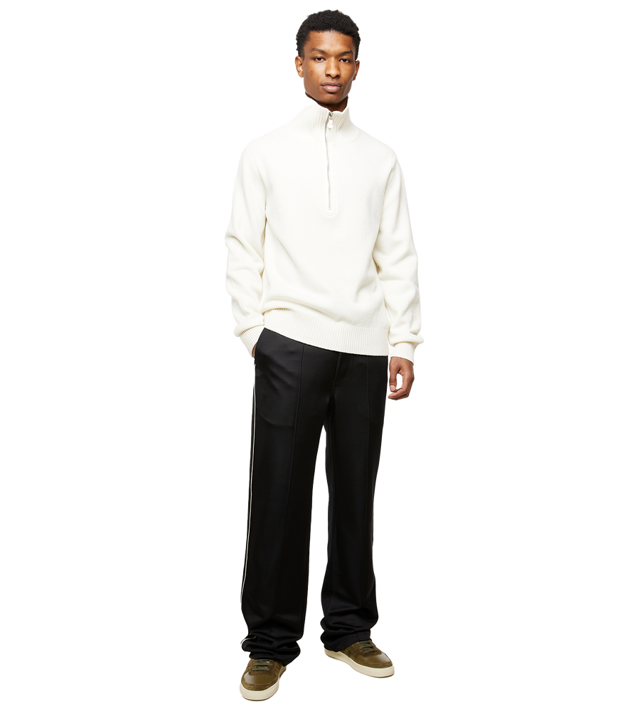 Cashmere Blend Knitted Half-zip Ivory